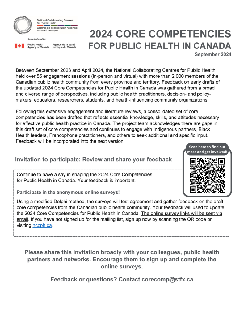 CORE COMPETENCIES FOR PUBLIC HEALTH IN CANADA: RELEASE 2.0 – NCCPH